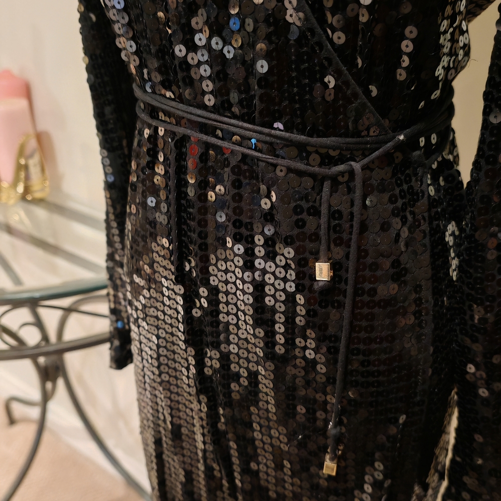 Michael Kors Black Sequin Wrap Dress - size XS or S - Picture 13 of 14